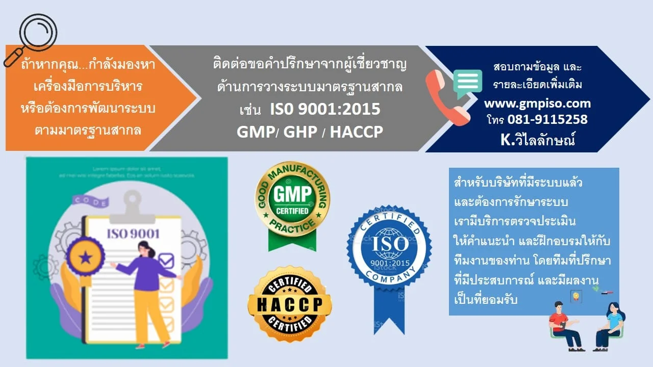 พัฒนาระบบมาตรฐานสากล GHP GMP HACCP ISO